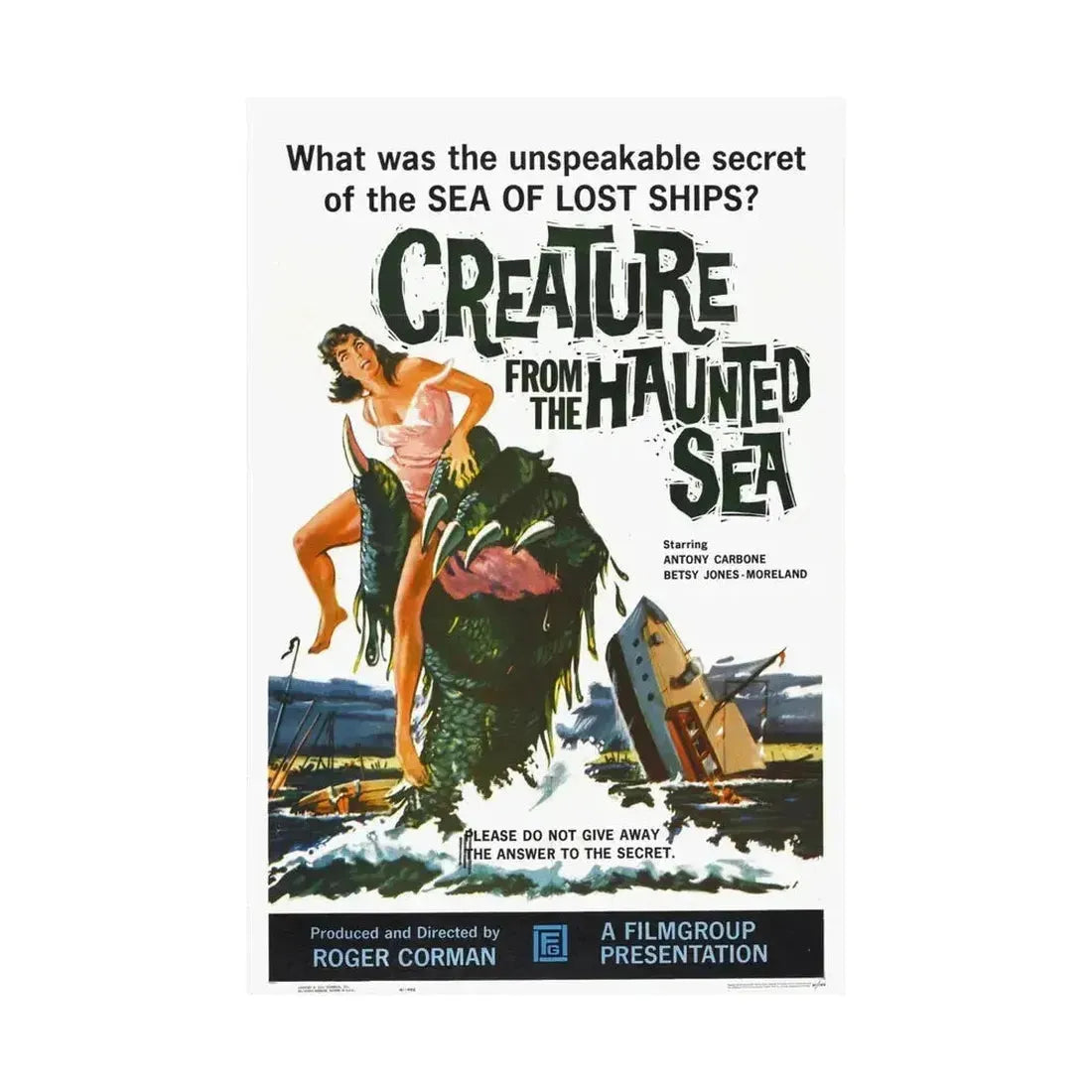 CREATURE FROM THE HAUNTED SEA 1961 - Paper Movie Poster - The Sticker Space