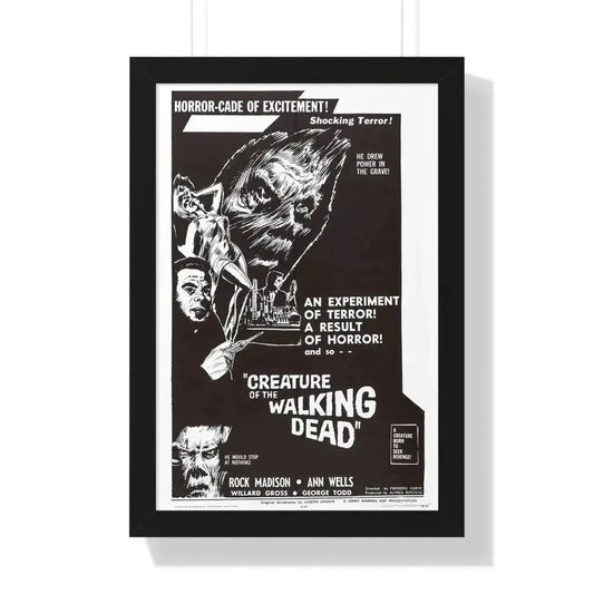 CREATURE OF THE WALKING DEAD 1965 - Framed Movie Poster 16″ x 24″ Black - The Sticker Space
