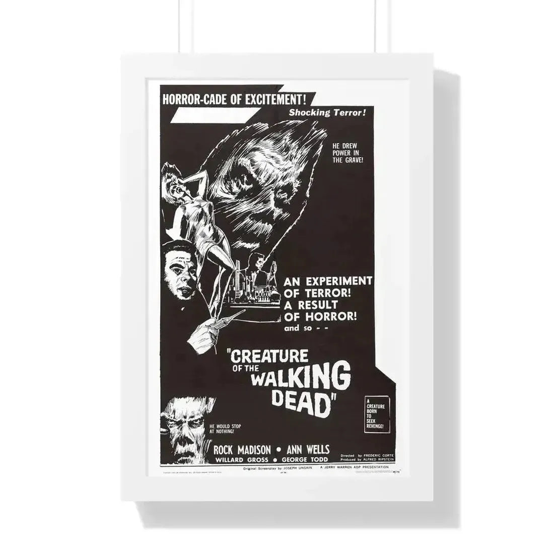 CREATURE OF THE WALKING DEAD 1965 - Framed Movie Poster 16″ x 24″ White - The Sticker Space