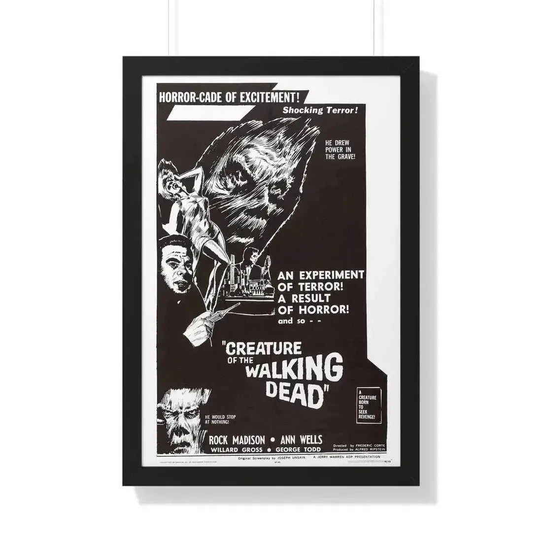 CREATURE OF THE WALKING DEAD 1965 - Framed Movie Poster 20" x 30" Black - The Sticker Space