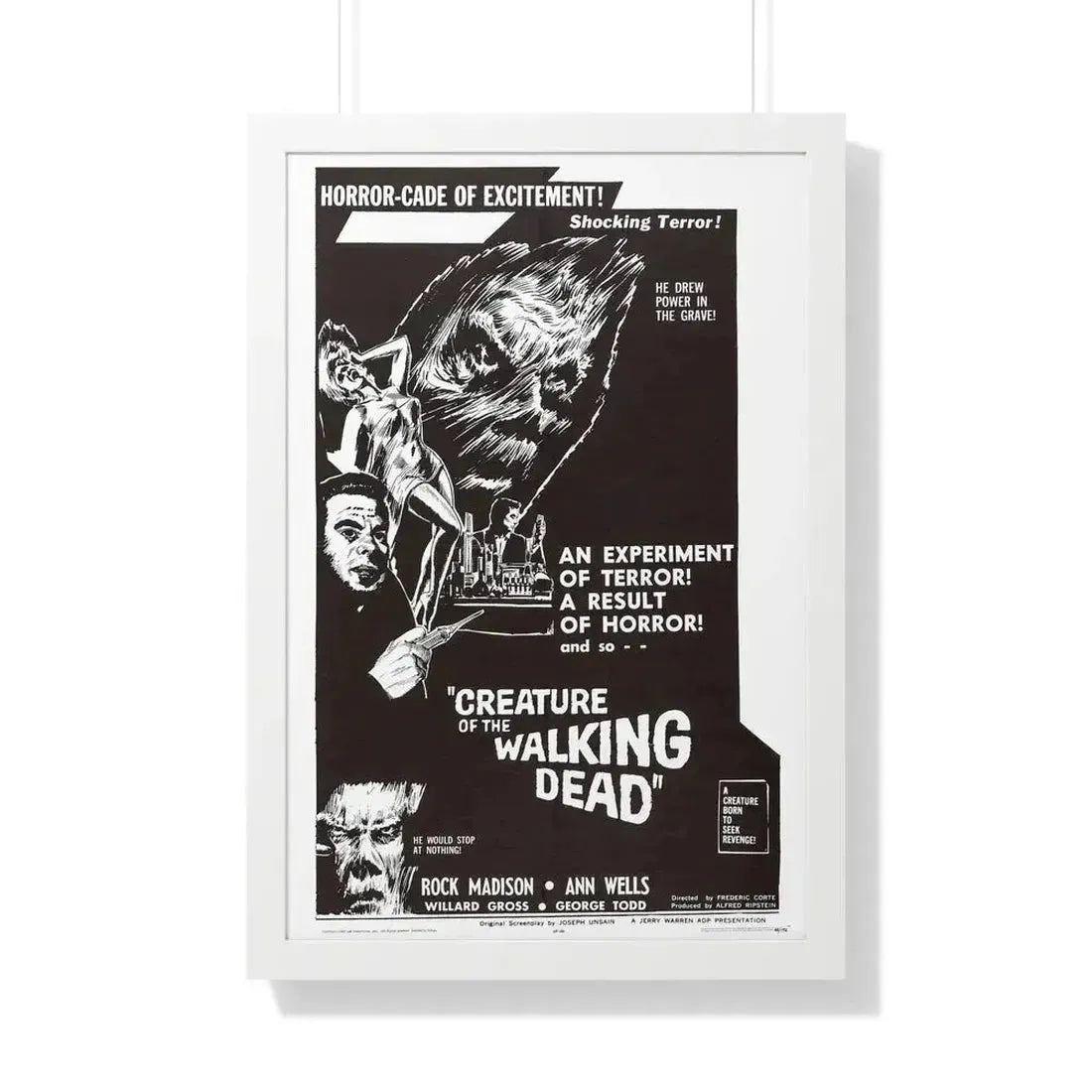 CREATURE OF THE WALKING DEAD 1965 - Framed Movie Poster 20" x 30" White - The Sticker Space