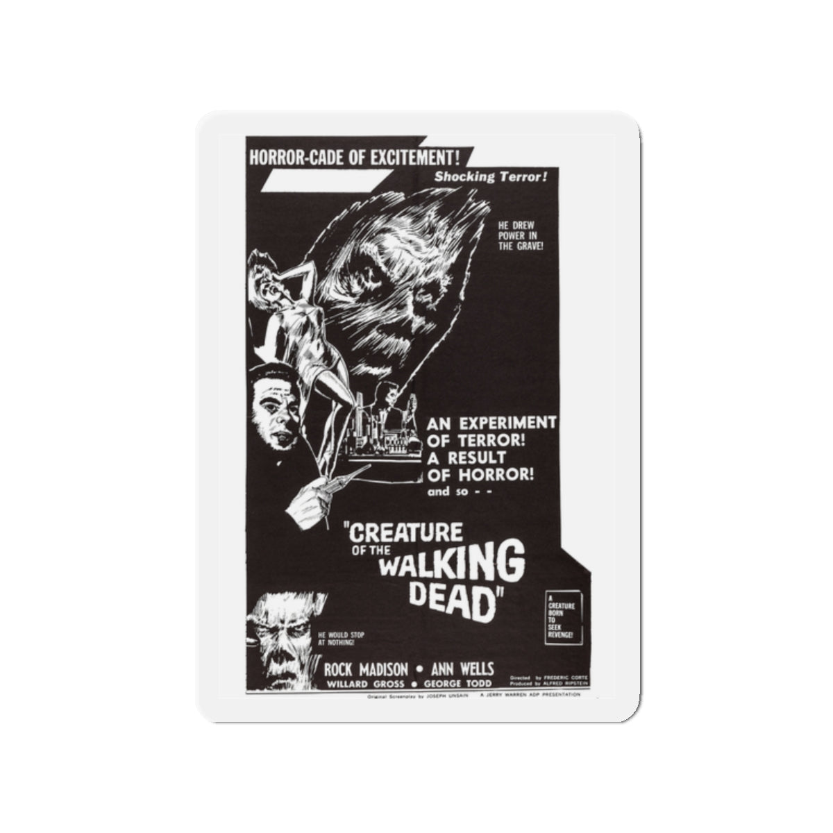 CREATURE OF THE WALKING DEAD 1965 Movie Poster - Die-Cut Magnet-2" x 2"-The Sticker Space