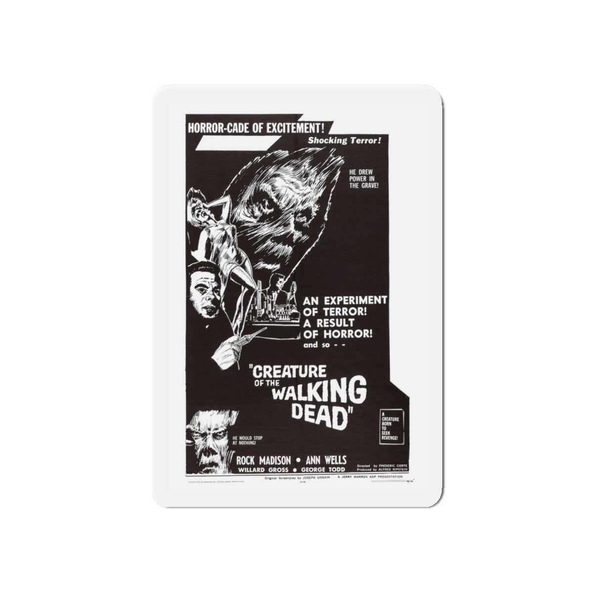 CREATURE OF THE WALKING DEAD 1965 Movie Poster - Die-Cut Magnet-5" x 5"-The Sticker Space