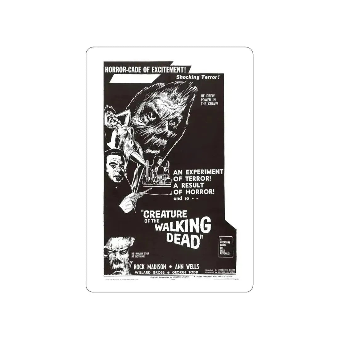 CREATURE OF THE WALKING DEAD 1965 Movie Poster STICKER Vinyl Die-Cut Decal 3 Inch - The Sticker Space