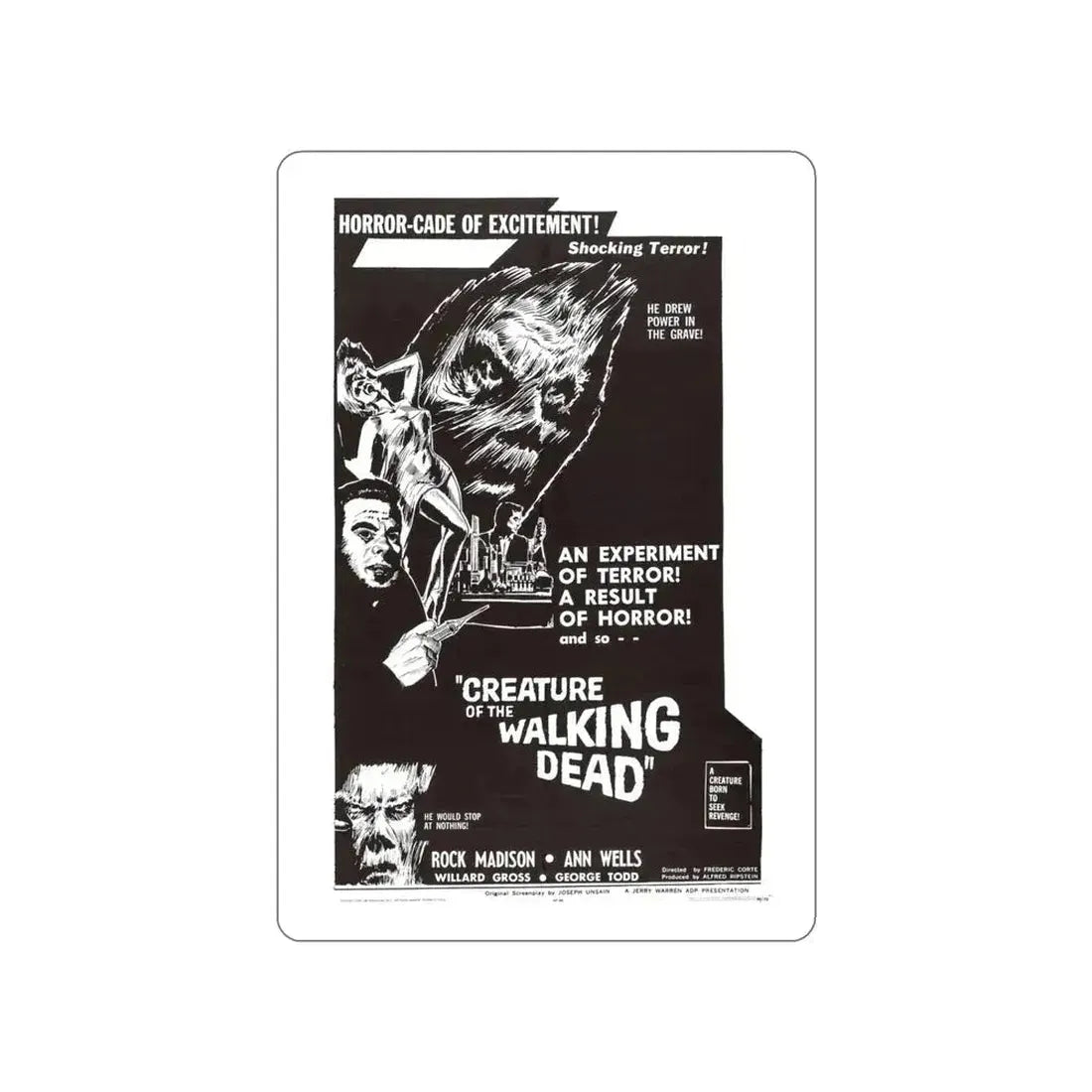 CREATURE OF THE WALKING DEAD 1965 Movie Poster STICKER Vinyl Die-Cut Decal 4 Inch - The Sticker Space