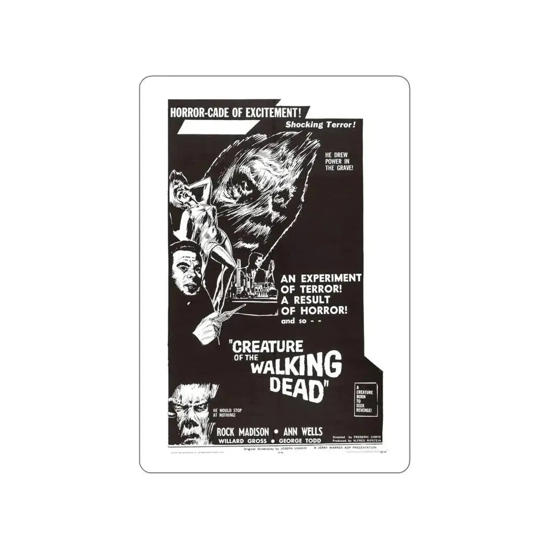 CREATURE OF THE WALKING DEAD 1965 Movie Poster STICKER Vinyl Die-Cut Decal 6 Inch - The Sticker Space