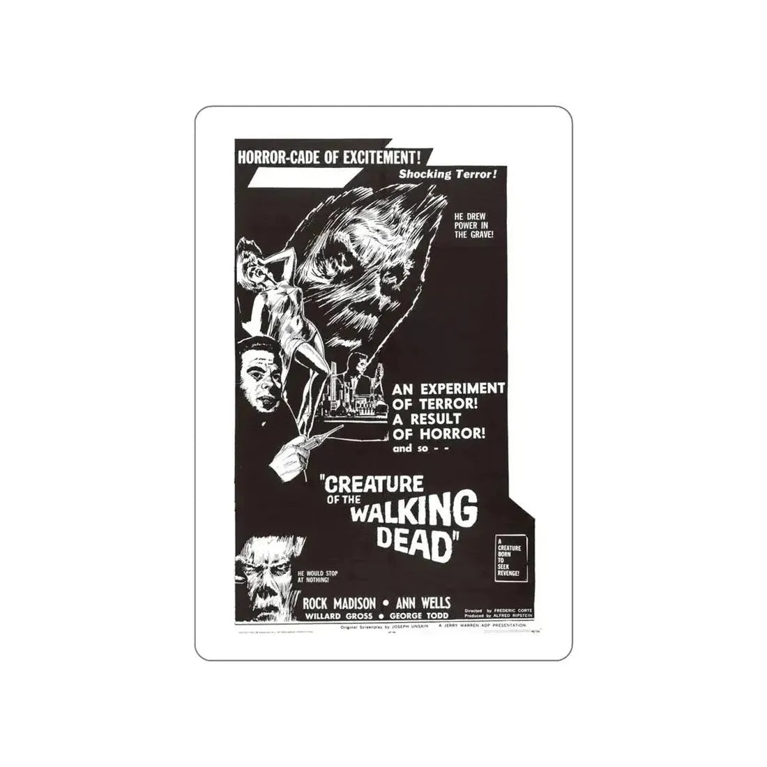 CREATURE OF THE WALKING DEAD 1965 Movie Poster STICKER Vinyl Die-Cut Decal - The Sticker Space