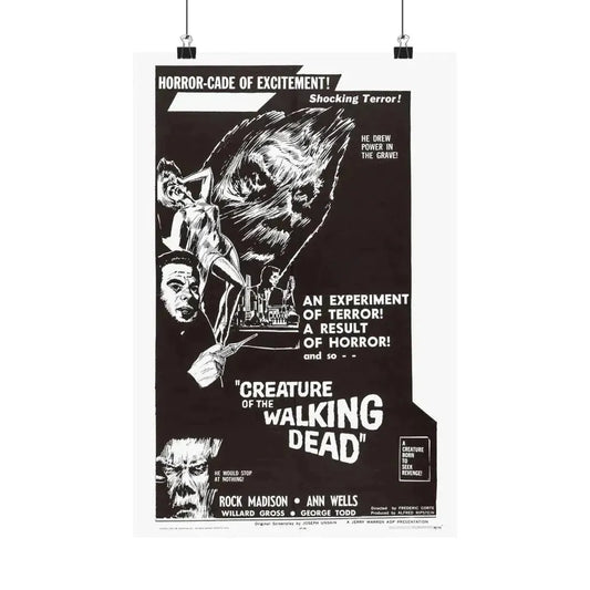 CREATURE OF THE WALKING DEAD 1965 - Paper Movie Poster 12″ x 18″ Matte - The Sticker Space