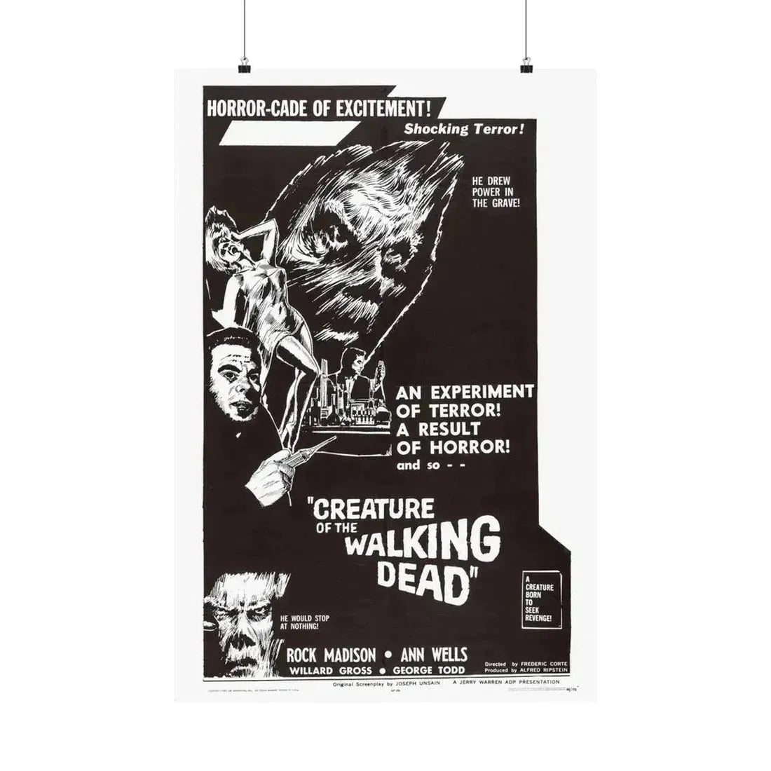 CREATURE OF THE WALKING DEAD 1965 - Paper Movie Poster 24″ x 36″ Matte - The Sticker Space