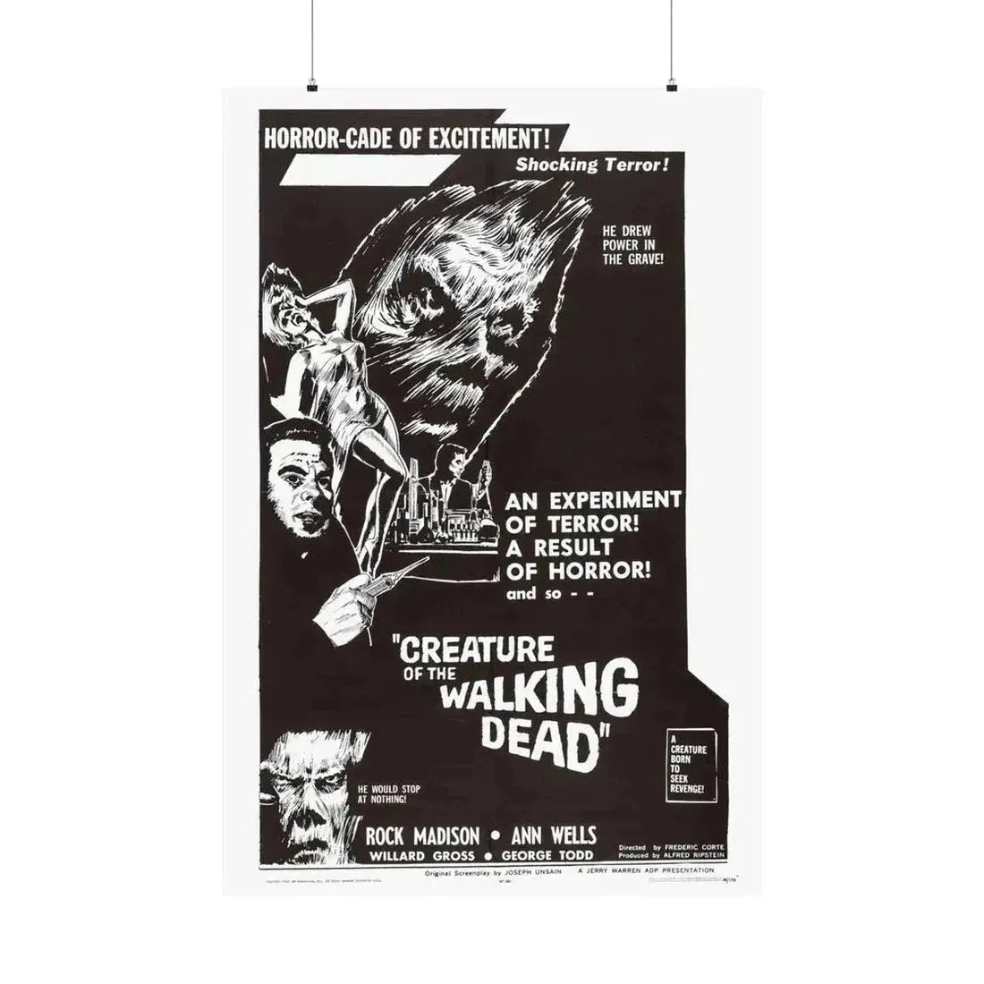 CREATURE OF THE WALKING DEAD 1965 - Paper Movie Poster 36" x 54" Matte - The Sticker Space