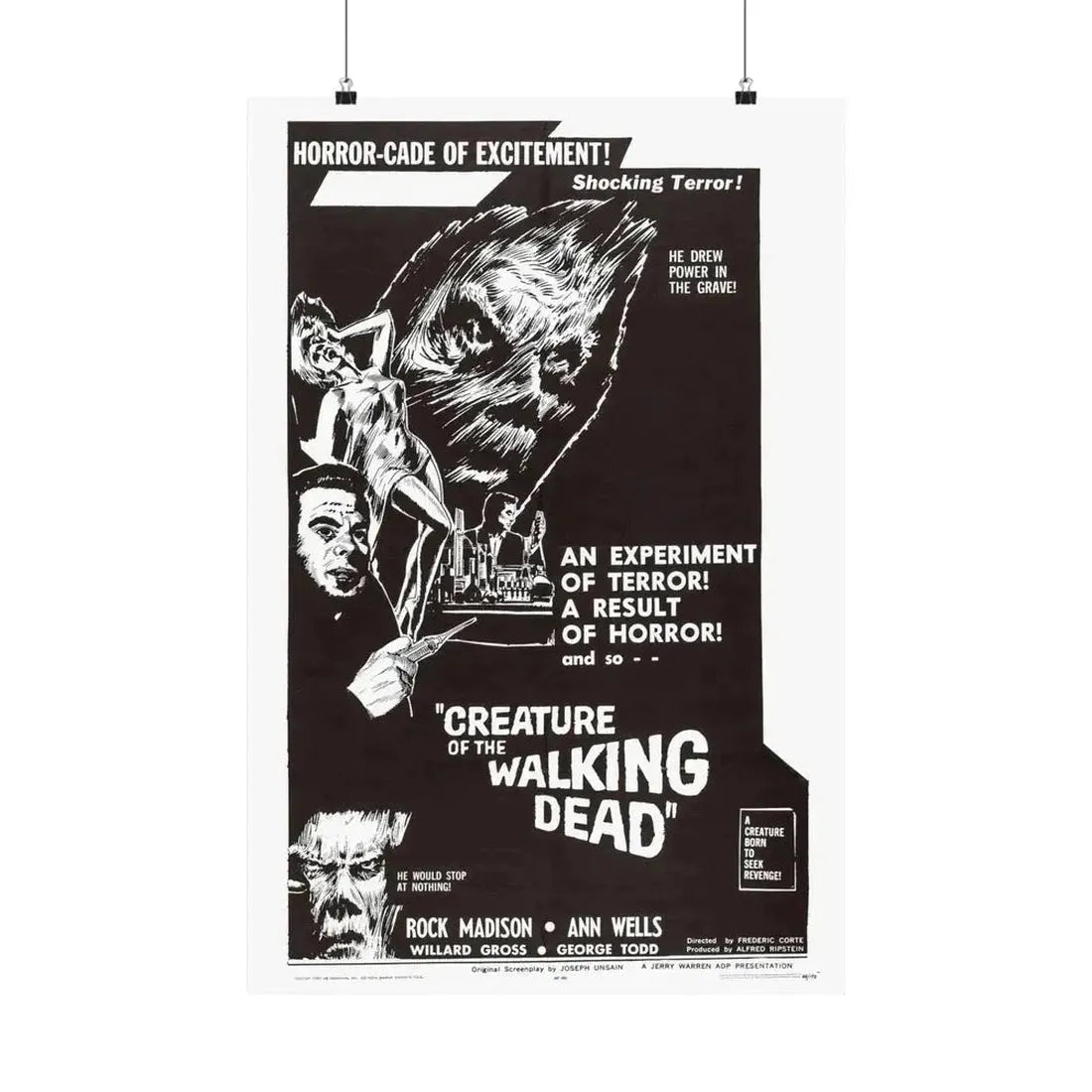 CREATURE OF THE WALKING DEAD 1965 - Paper Movie Poster - The Sticker Space