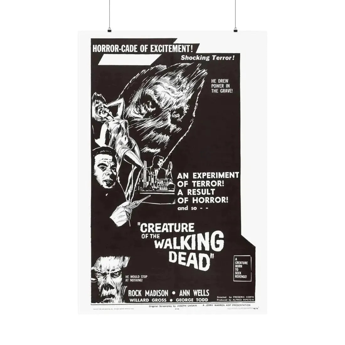 CREATURE OF THE WALKING DEAD 1965 - Paper Movie Poster - The Sticker Space