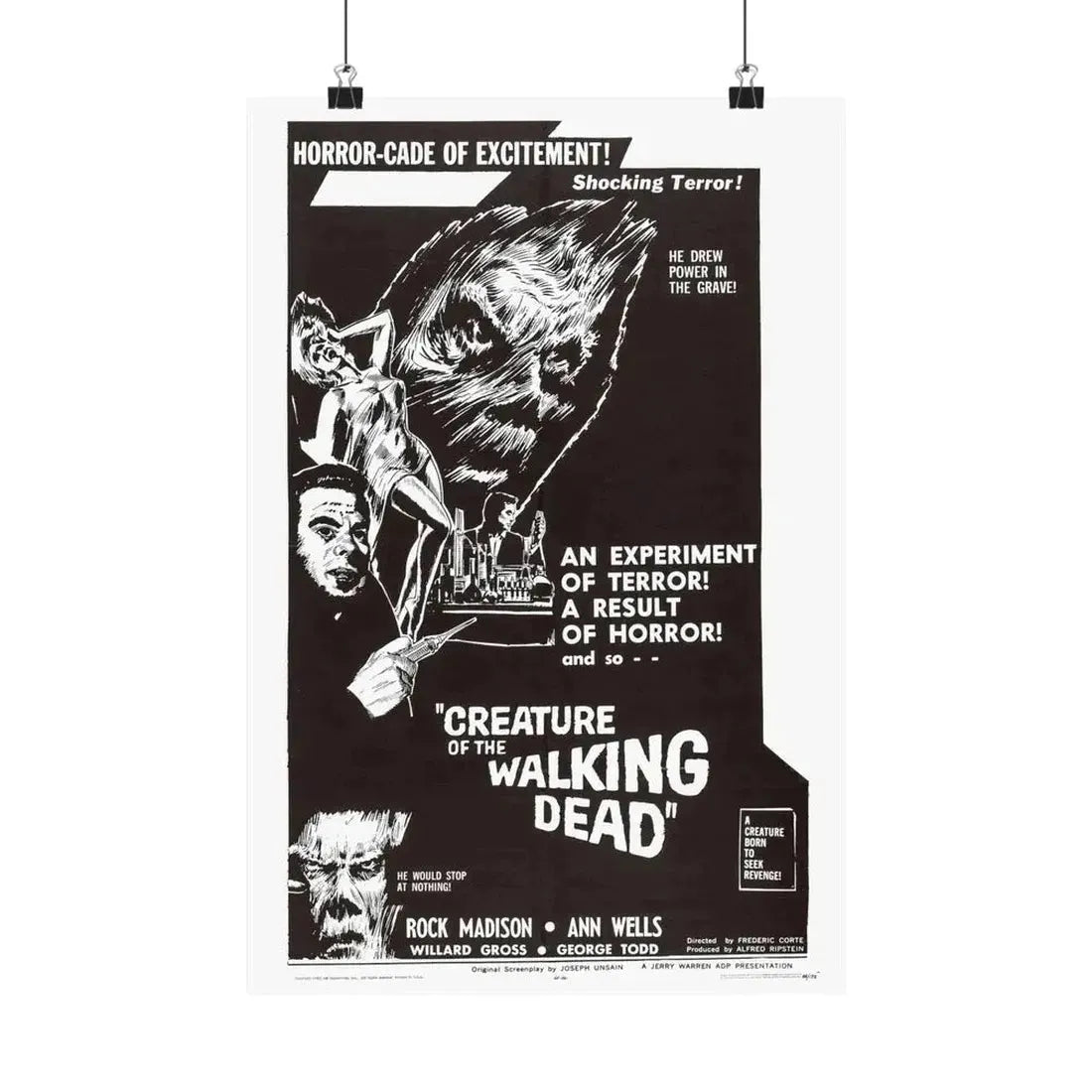 CREATURE OF THE WALKING DEAD 1965 - Paper Movie Poster - The Sticker Space
