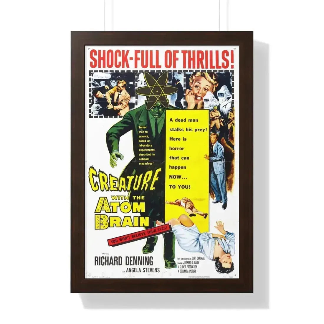 CREATURE WITH THE ATOM BRAIN 1955 - Framed Movie Poster 16″ x 24″ Walnut - The Sticker Space