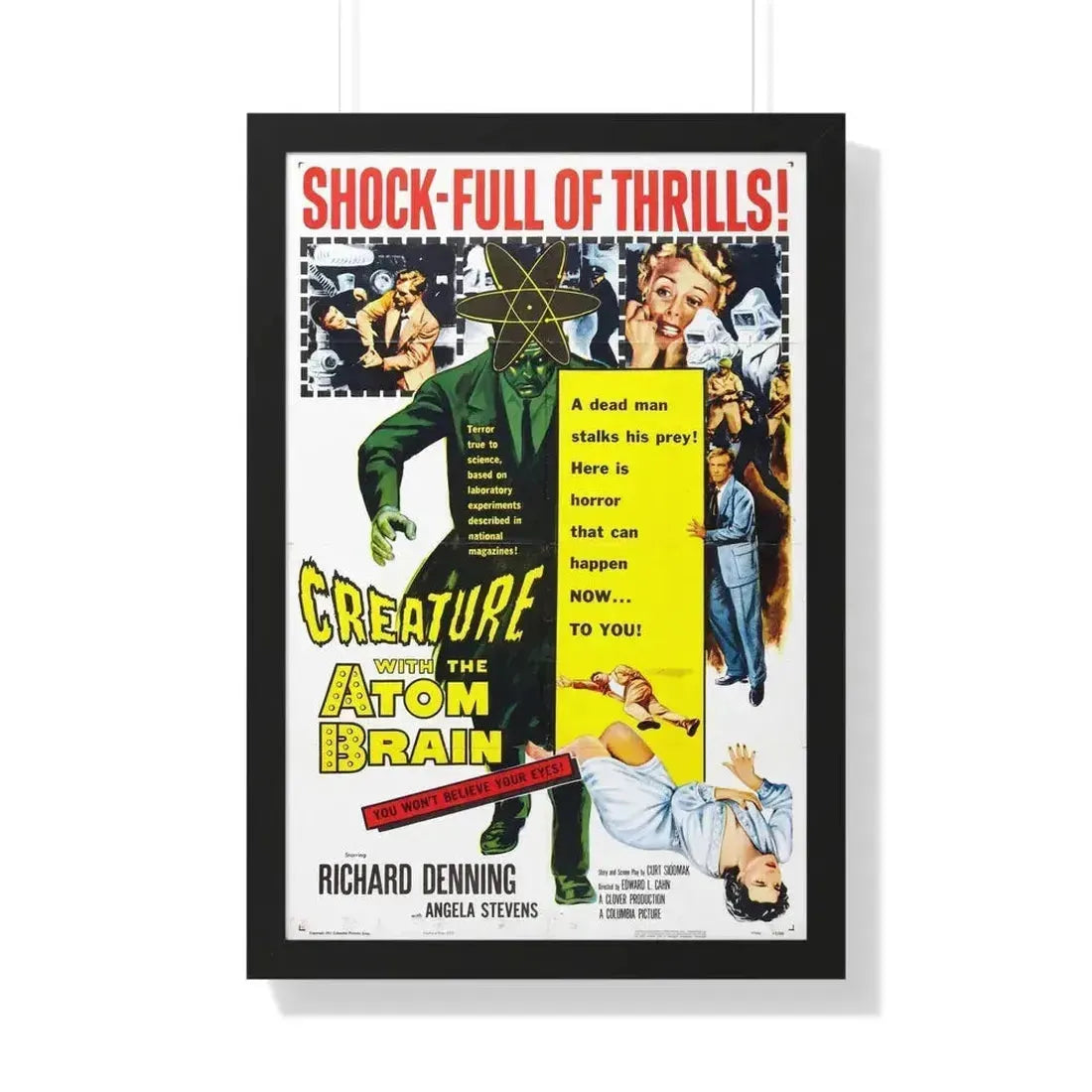 CREATURE WITH THE ATOM BRAIN 1955 - Framed Movie Poster 20" x 30" Black - The Sticker Space