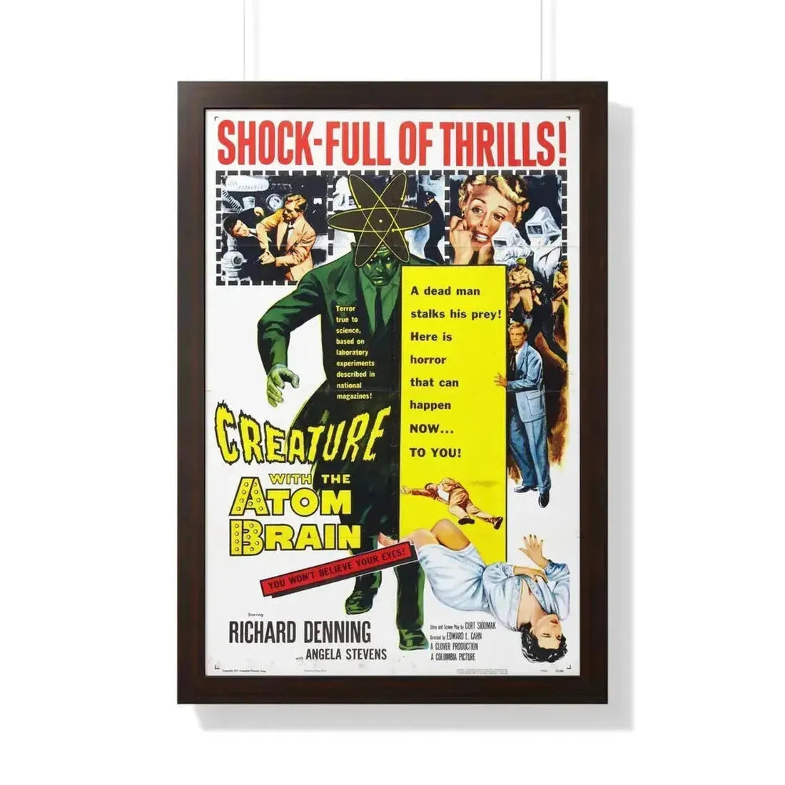 CREATURE WITH THE ATOM BRAIN 1955 - Framed Movie Poster 20" x 30" Walnut - The Sticker Space