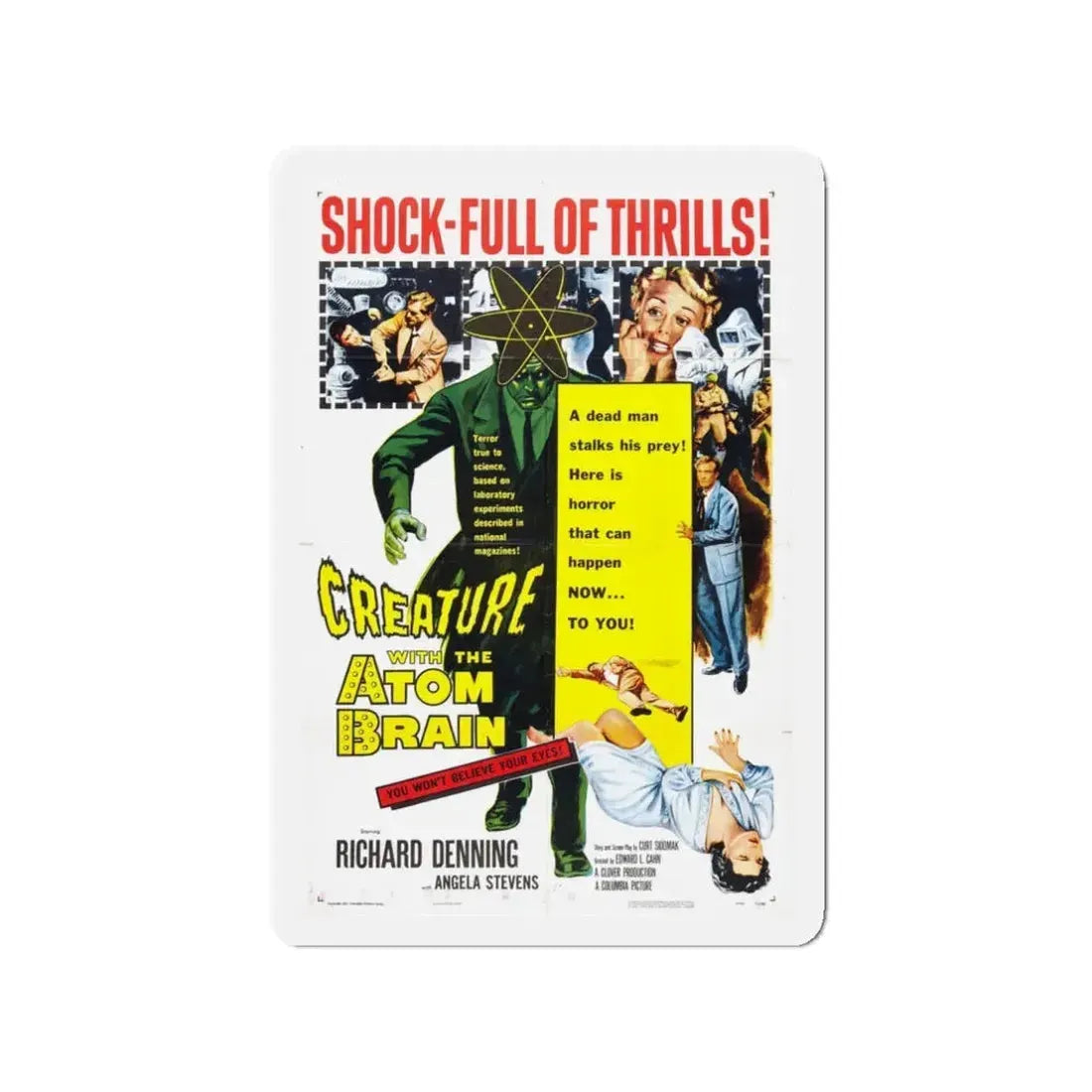 CREATURE WITH THE ATOM BRAIN 1955 Movie Poster - Refrigerator Magnet 3 Inch - The Sticker Space