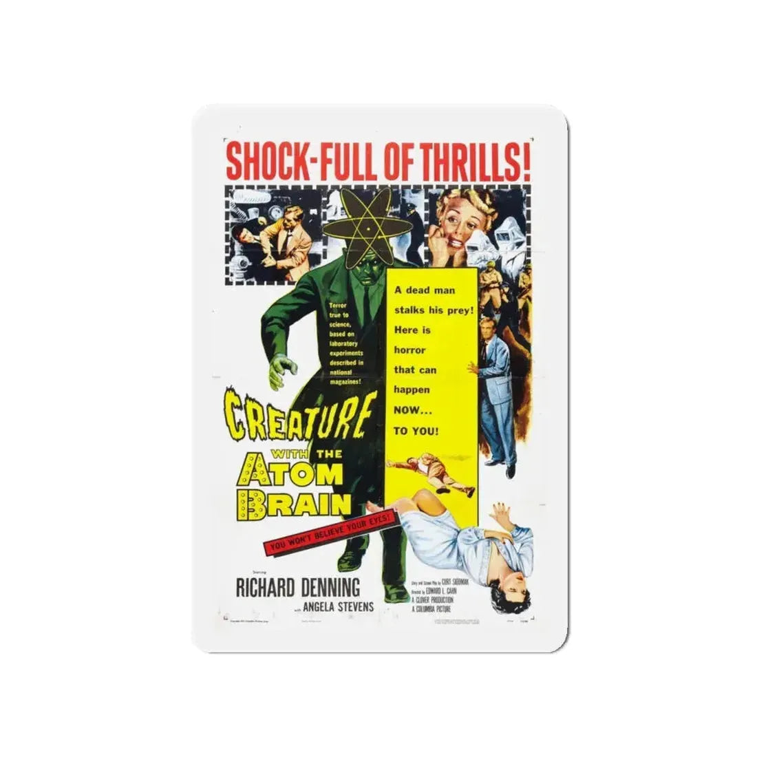 CREATURE WITH THE ATOM BRAIN 1955 Movie Poster - Refrigerator Magnet 4 Inch - The Sticker Space