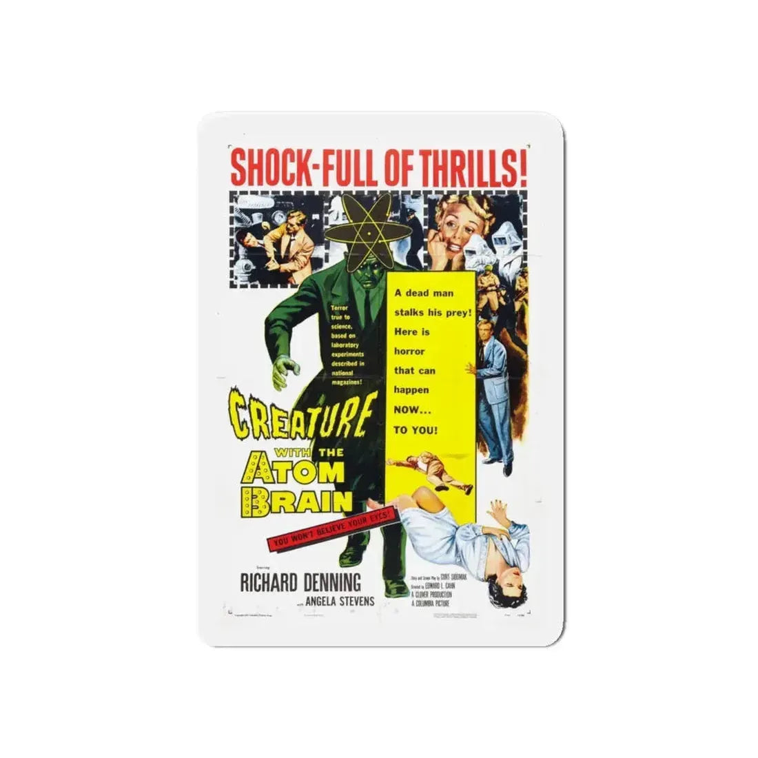CREATURE WITH THE ATOM BRAIN 1955 Movie Poster - Refrigerator Magnet 6 Inch - The Sticker Space