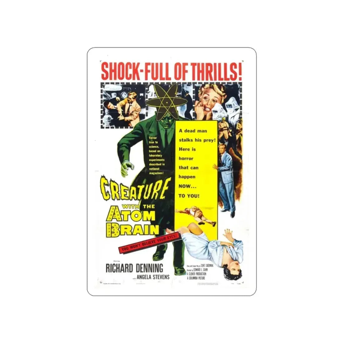 CREATURE WITH THE ATOM BRAIN 1955 Movie Poster STICKER Vinyl Die-Cut Decal - The Sticker Space