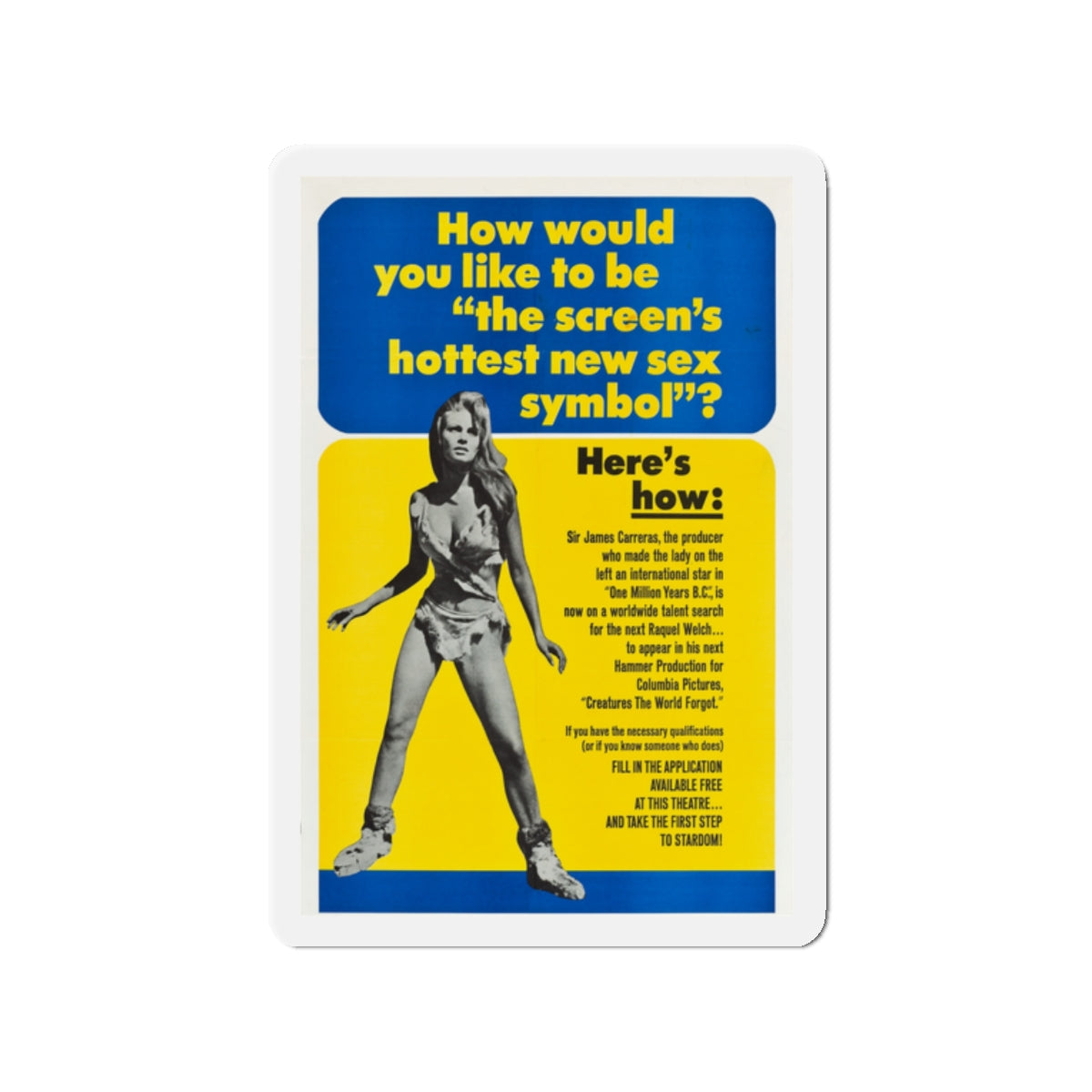 CREATURES THE WORLD FORGOT (TEASER) 1971 Movie Poster - Die-Cut Magnet-2" x 2"-The Sticker Space