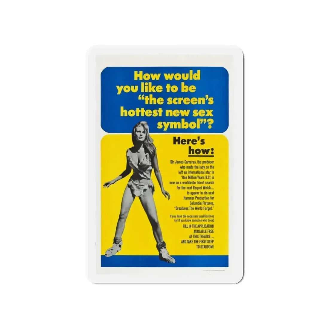 CREATURES THE WORLD FORGOT (TEASER) 1971 Movie Poster - Refrigerator Magnet 4 Inch - The Sticker Space