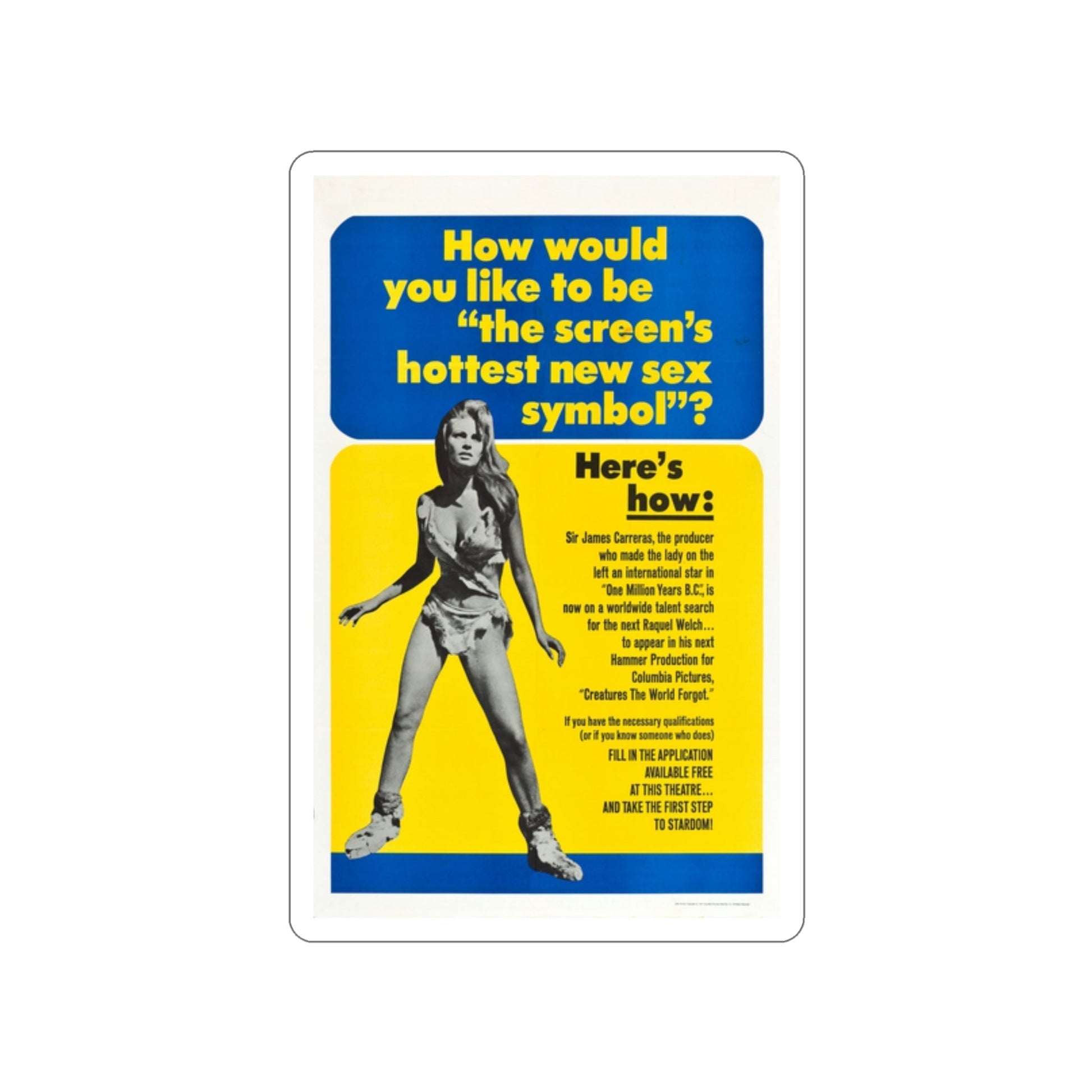 CREATURES THE WORLD FORGOT (TEASER) 1971 Movie Poster STICKER Vinyl Die-Cut Decal-2 Inch-The Sticker Space