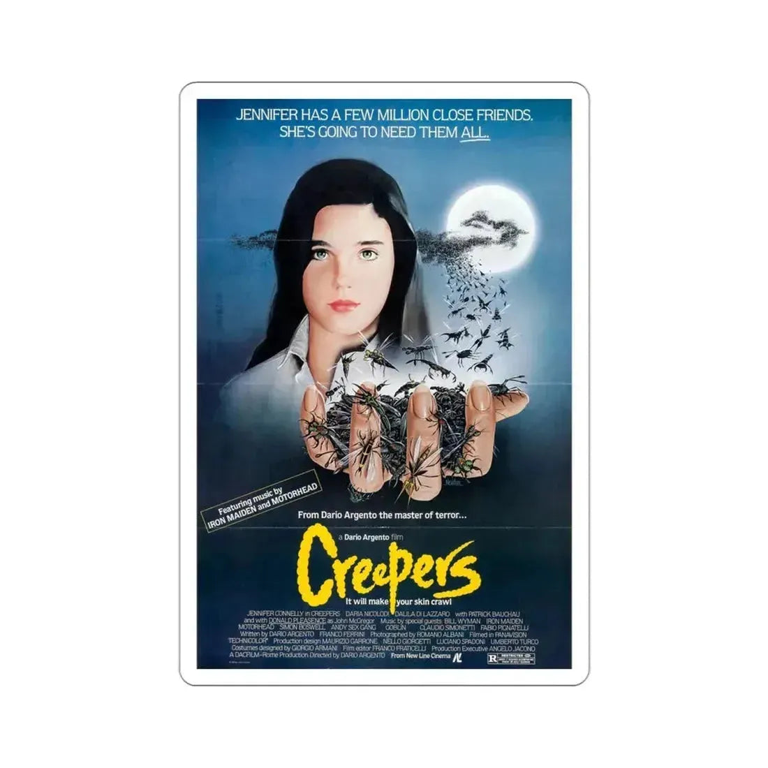 Creepers 1985 Movie Poster STICKER Vinyl Die-Cut Decal 3 Inch - The Sticker Space