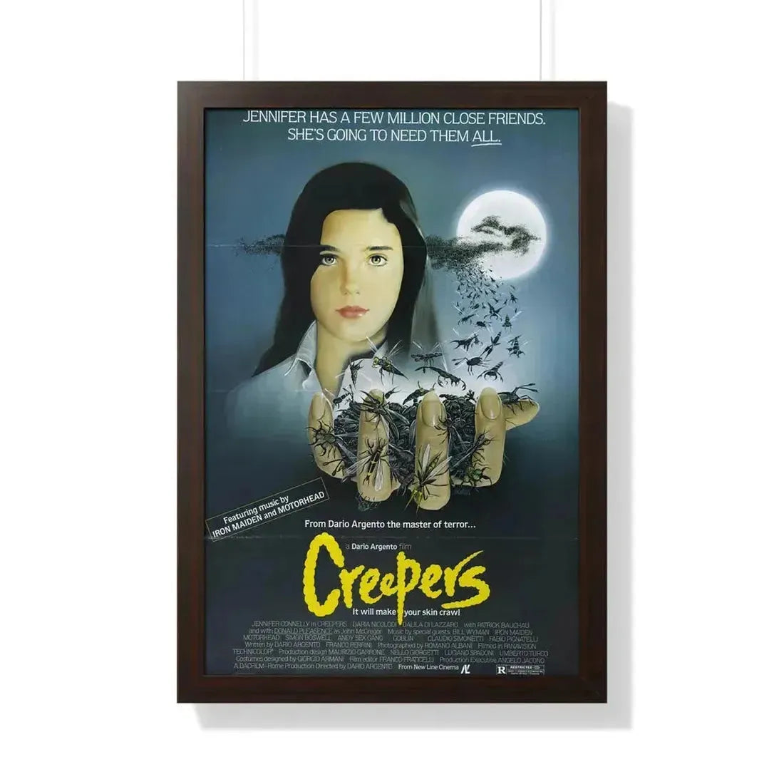 CREEPERS (PHENOMENA) 1985 - Framed Movie Poster 20" x 30" Walnut - The Sticker Space