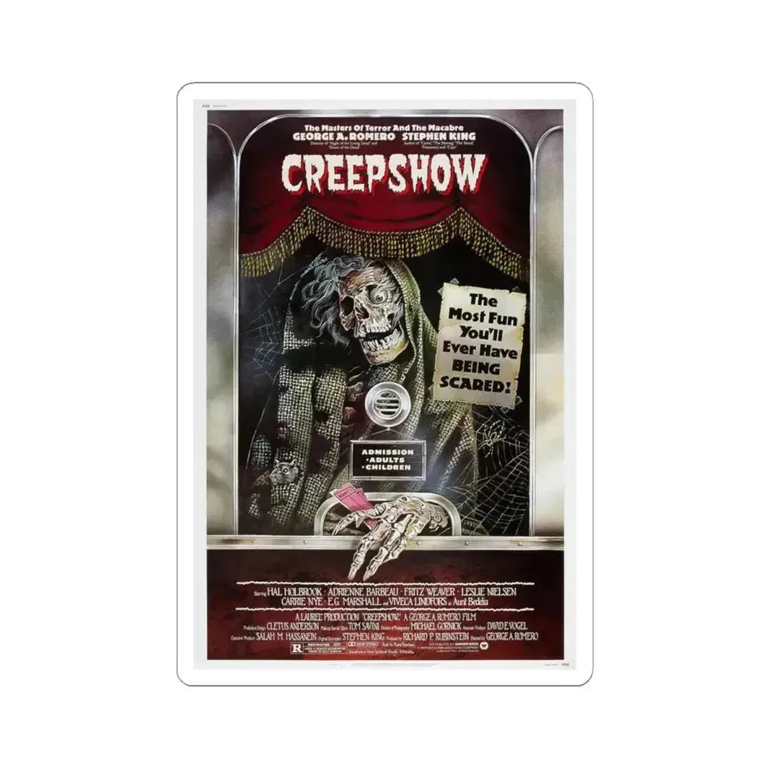 CREEPSHOW 1982 Movie Poster - STICKER Vinyl Kiss-Cut Decal 4 Inch White - The Sticker Space