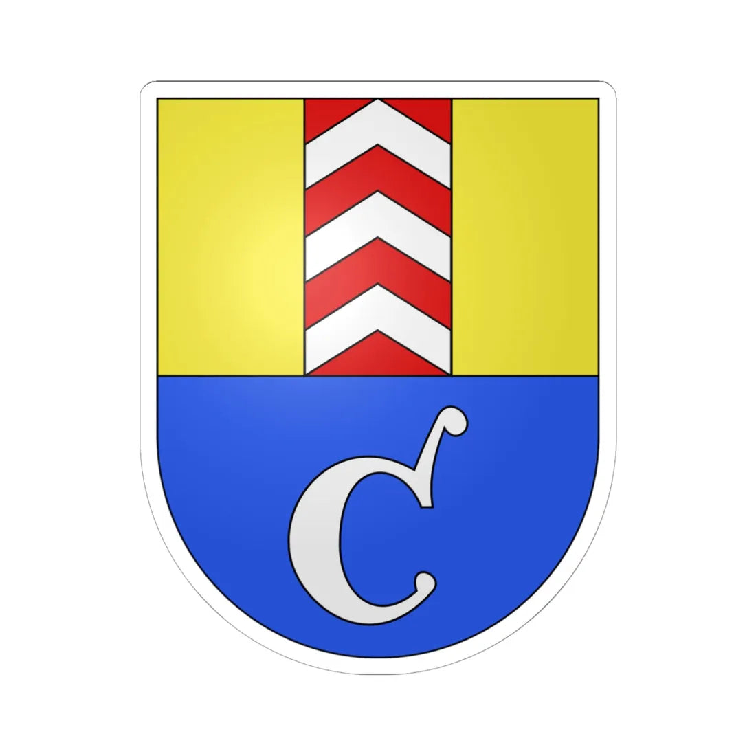 Cressier NE-coat of arms (Switzerland) (Coat of Arms) STICKER Vinyl Kiss-Cut Decal 6 Inch White - The Sticker Space
