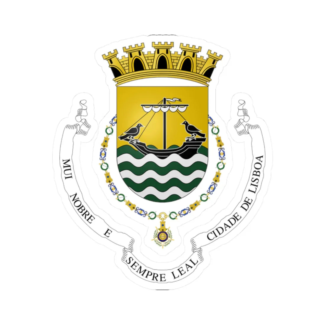 Crest of Lisboa unofficial (Coat of Arms) STICKER Vinyl Kiss-Cut Decal 2 Inch White - The Sticker Space