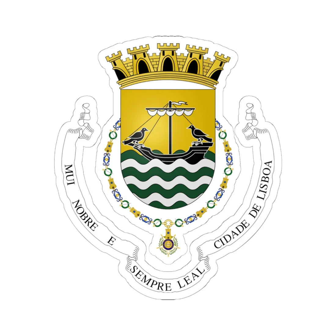 Crest of Lisboa unofficial (Coat of Arms) STICKER Vinyl Kiss-Cut Decal 6 Inch White - The Sticker Space