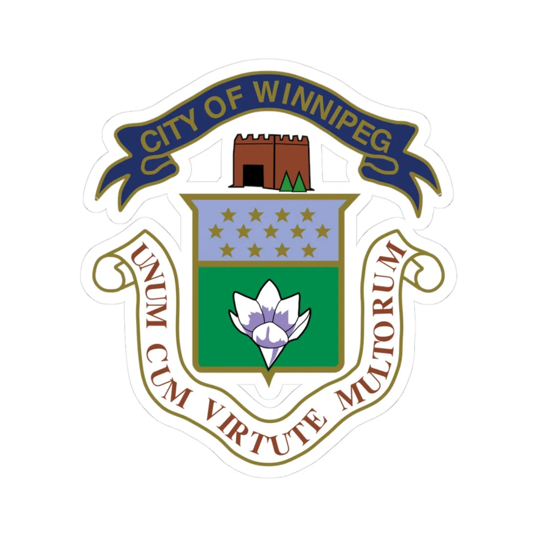 Crest of Winnipeg (Canada) (Coat of Arms) STICKER Vinyl Kiss-Cut Decal 3 Inch White - The Sticker Space