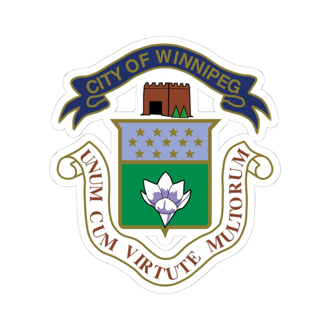 Crest of Winnipeg (Canada) (Coat of Arms) STICKER Vinyl Kiss-Cut Decal 4 Inch White - The Sticker Space