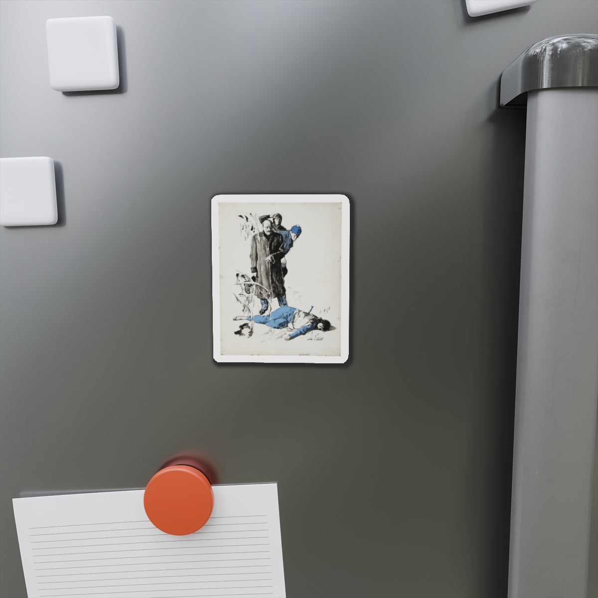 Crime Illustration (Magazine Illustration) Refrigerator Magnet-The Sticker Space