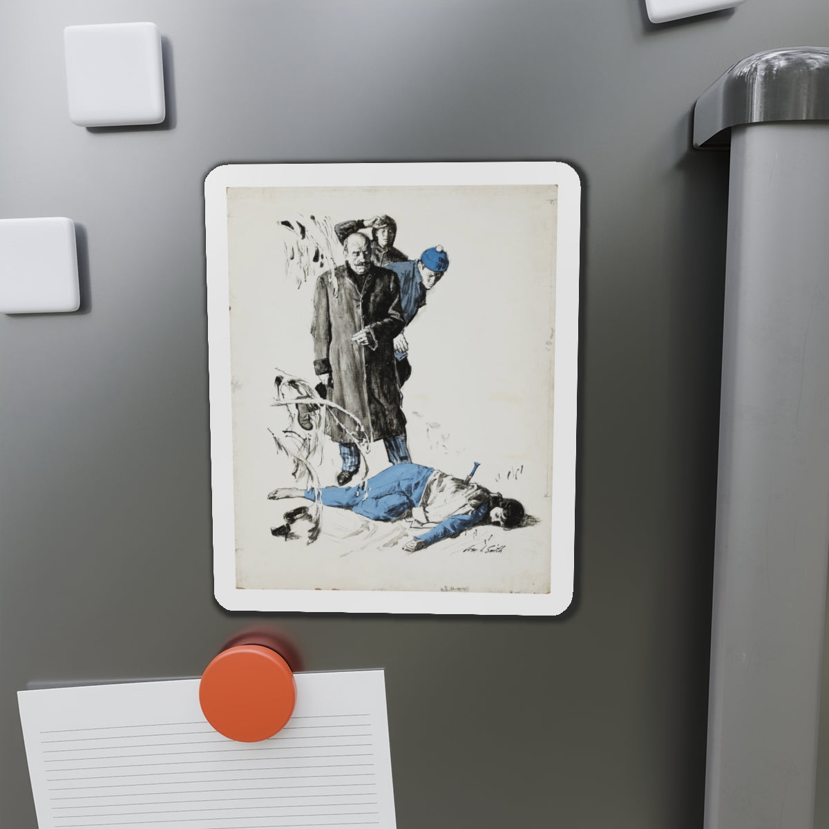 Crime Illustration (Magazine Illustration) Refrigerator Magnet-The Sticker Space