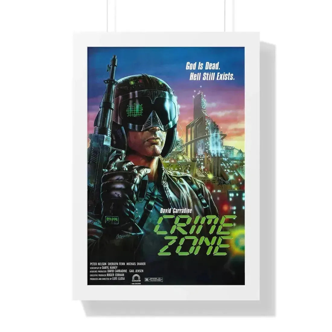 CRIME ZONE 1988 - Framed Movie Poster 16″ x 24″ White - The Sticker Space