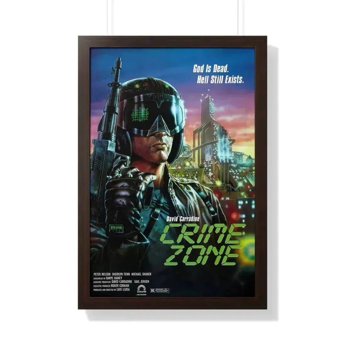 CRIME ZONE 1988 - Framed Movie Poster 20" x 30" Walnut - The Sticker Space