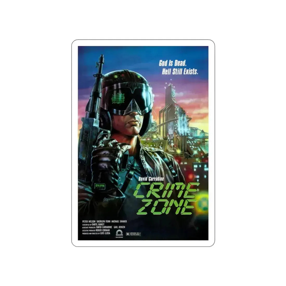CRIME ZONE 1988 Movie Poster STICKER Vinyl Die-Cut Decal 2 Inch - The Sticker Space