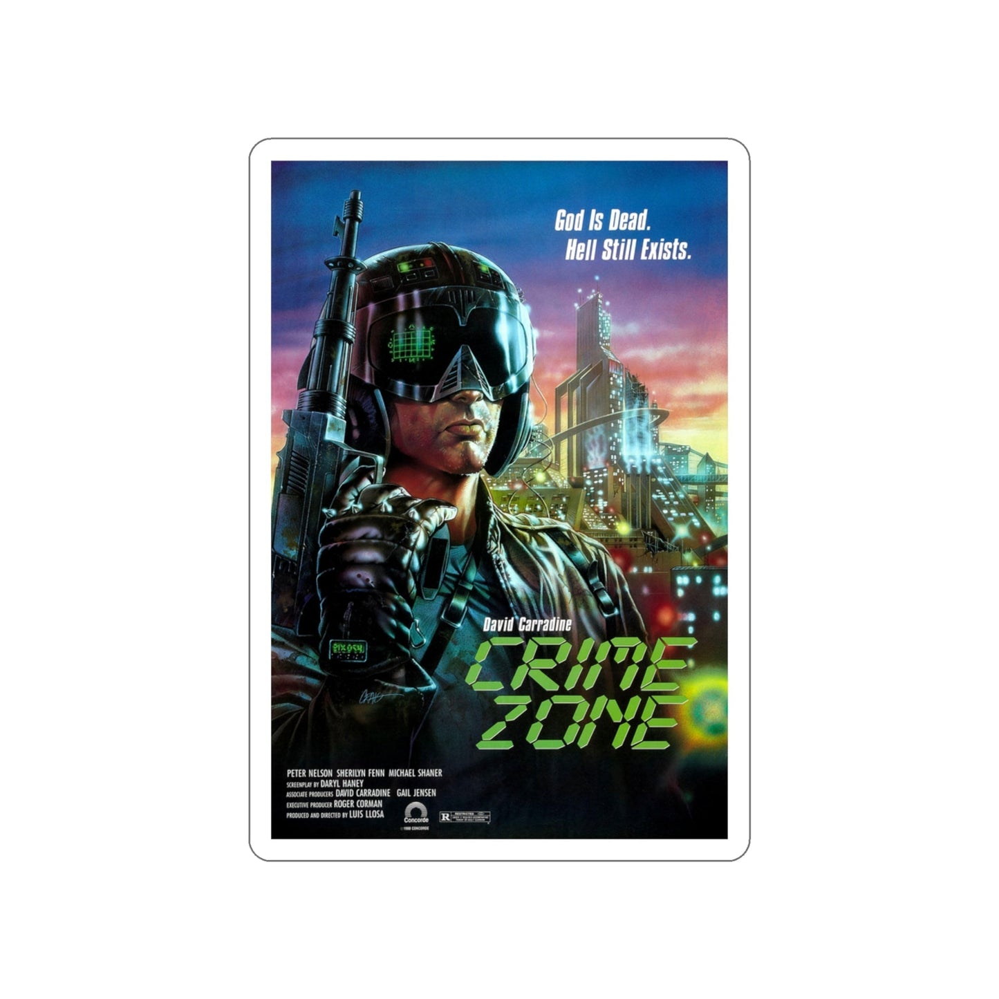 CRIME ZONE 1988 Movie Poster STICKER Vinyl Die-Cut Decal-3 Inch-The Sticker Space