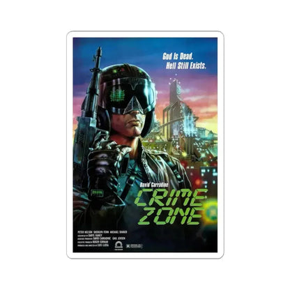 CRIME ZONE 1988 Movie Poster - STICKER Vinyl Kiss-Cut Decal 2 Inch White - The Sticker Space