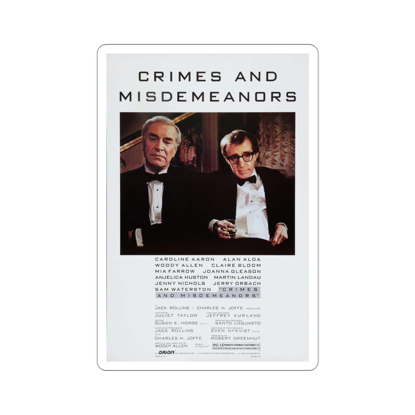 Crimes and Misdemeanors 1989 Movie Poster STICKER Vinyl Die-Cut Decal-3 Inch-The Sticker Space