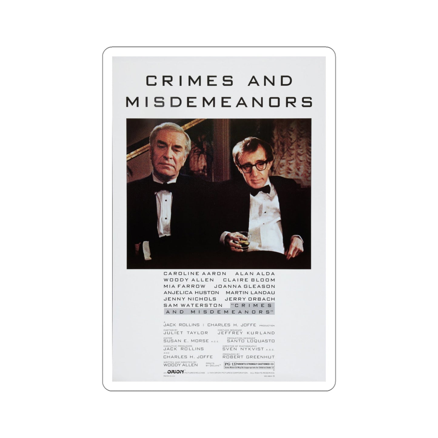 Crimes and Misdemeanors 1989 Movie Poster STICKER Vinyl Die-Cut Decal-5 Inch-The Sticker Space