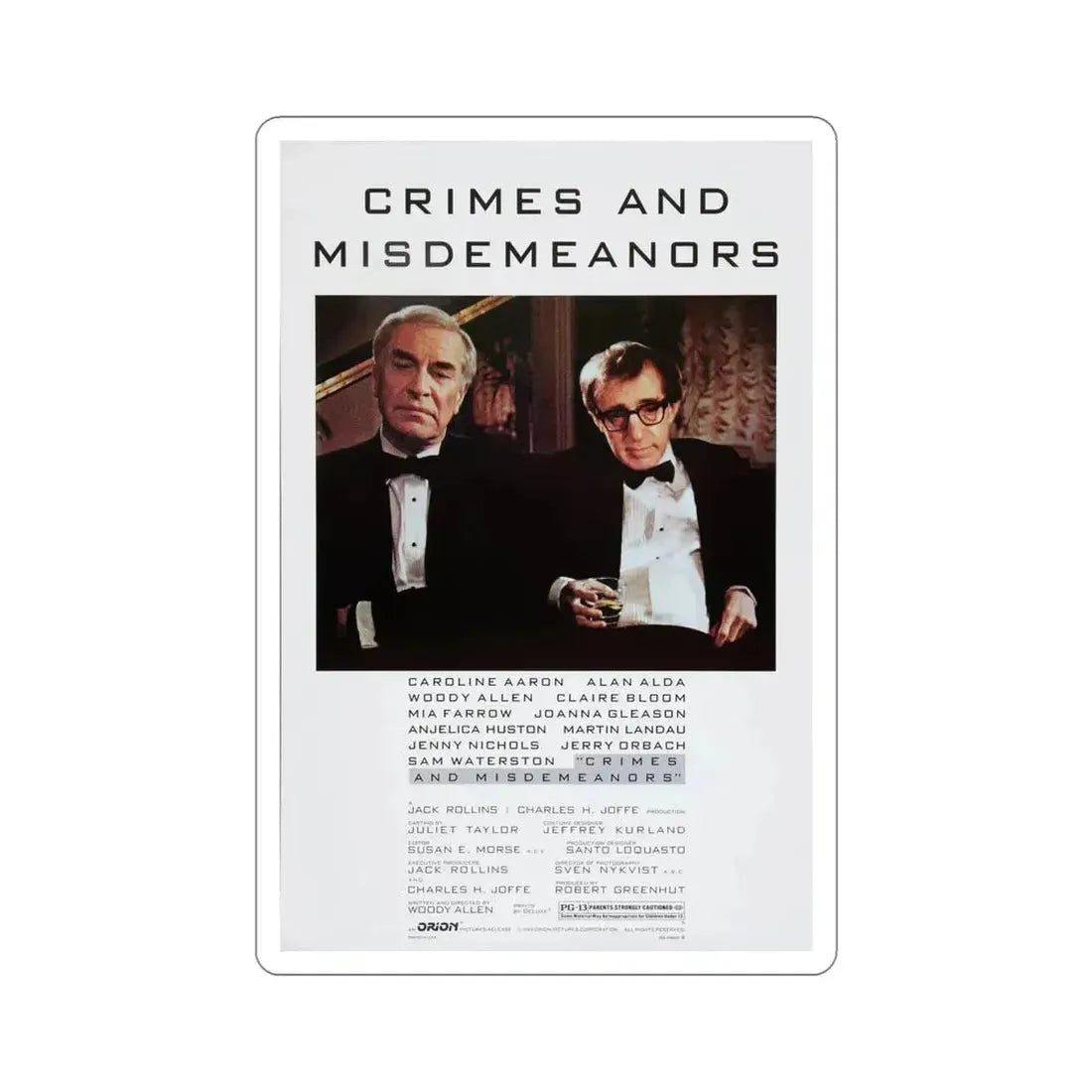 Crimes and Misdemeanors 1989 Movie Poster STICKER Vinyl Die-Cut Decal - The Sticker Space