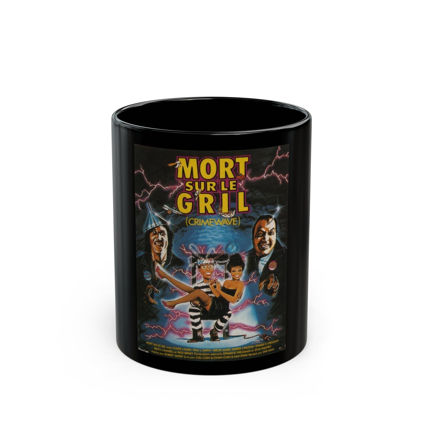 CRIMEWAVE 1985 Movie Poster - Black Coffee Mug-11oz-The Sticker Space