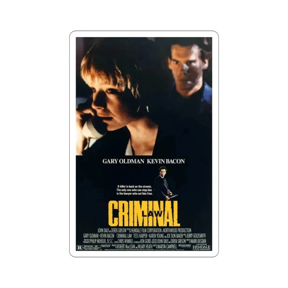 Criminal Law 1989 Movie Poster STICKER Vinyl Die-Cut Decal 5 Inch - The Sticker Space