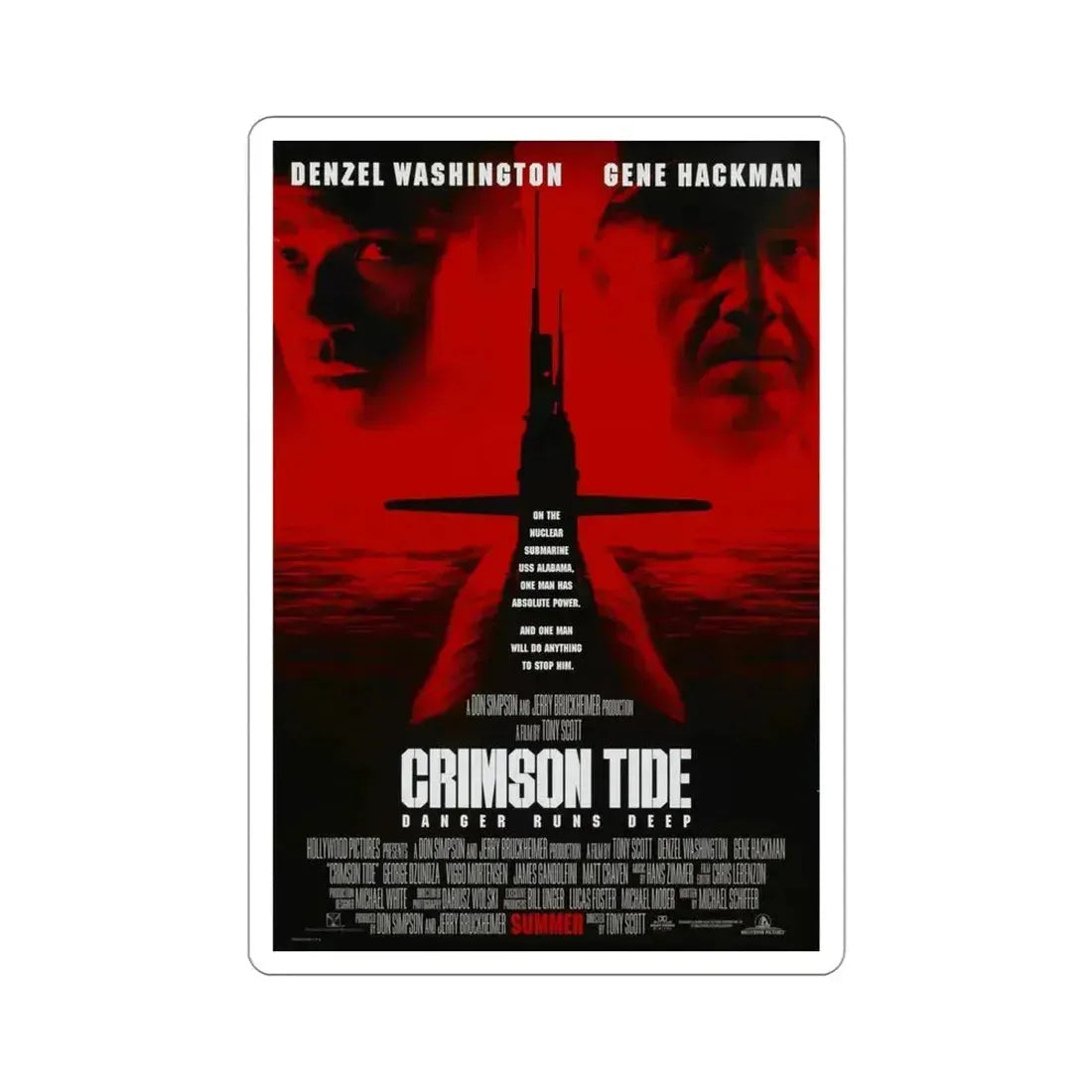 Crimson Tide 1995 Movie Poster STICKER Vinyl Die-Cut Decal 4 Inch - The Sticker Space
