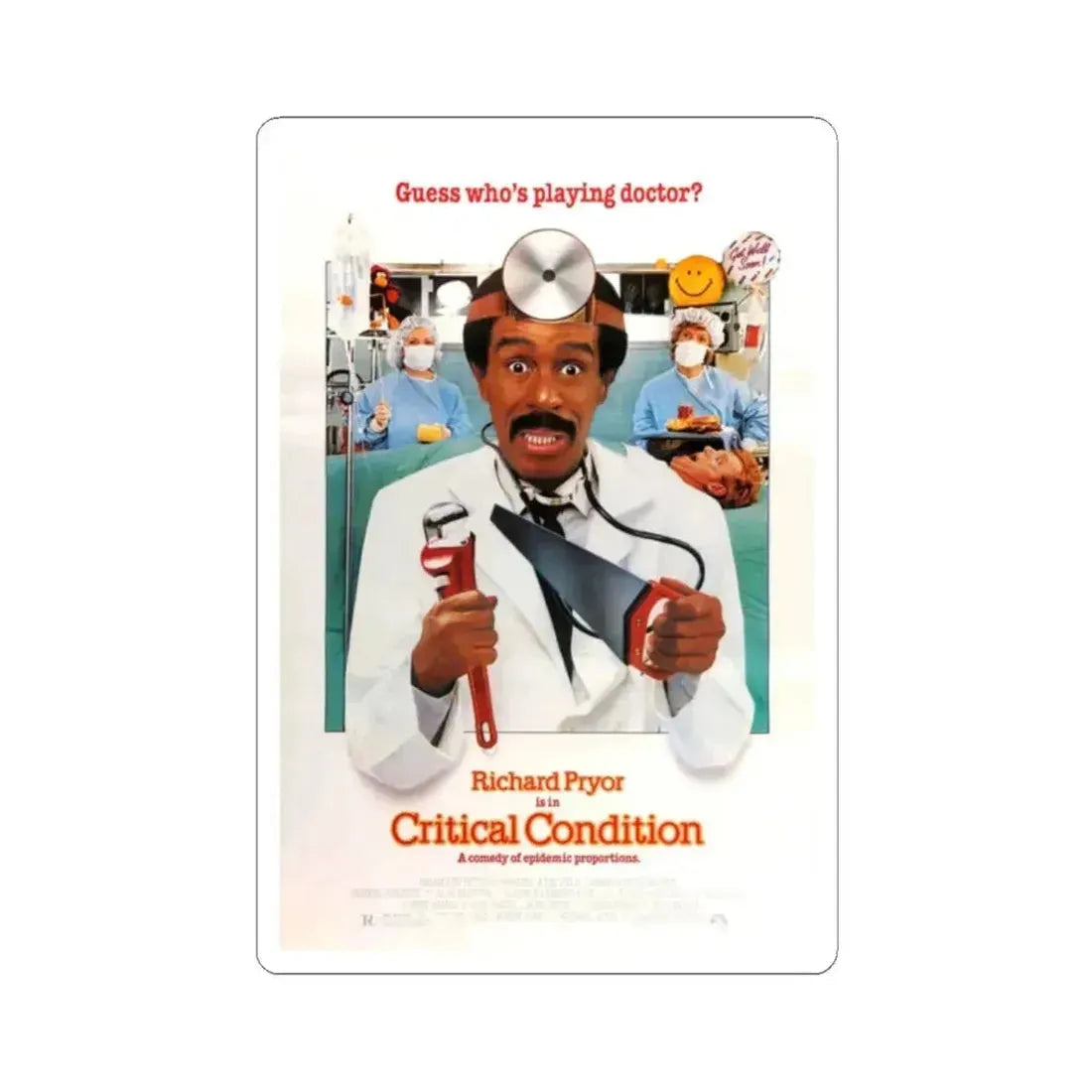 Critical Condition 1987 Movie Poster - STICKER Vinyl Kiss-Cut Decal 2 Inch White - The Sticker Space