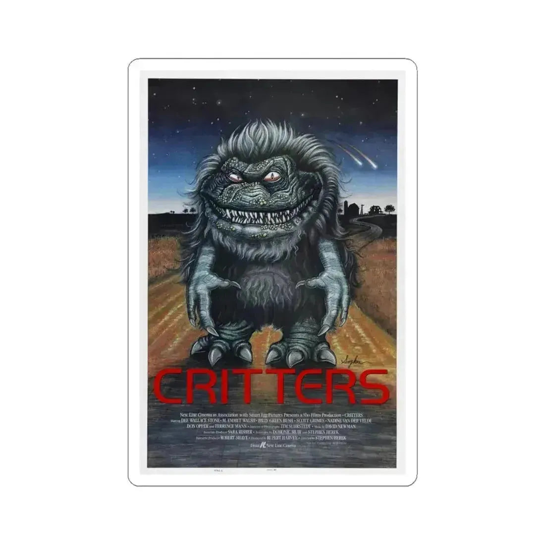 CRITTERS 1986 Movie Poster - STICKER Vinyl Kiss-Cut Decal 4 Inch White - The Sticker Space